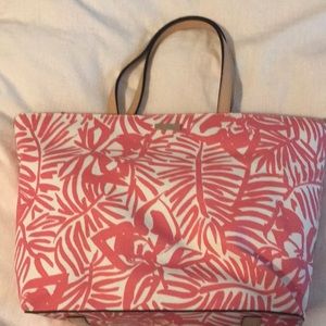 Kate Spade Pink Palm Grant Street Large Tote